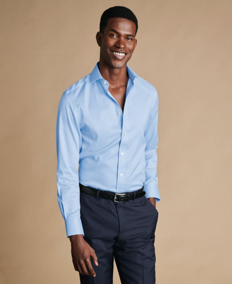 Men's Spread Collar Solid Dress Shirt