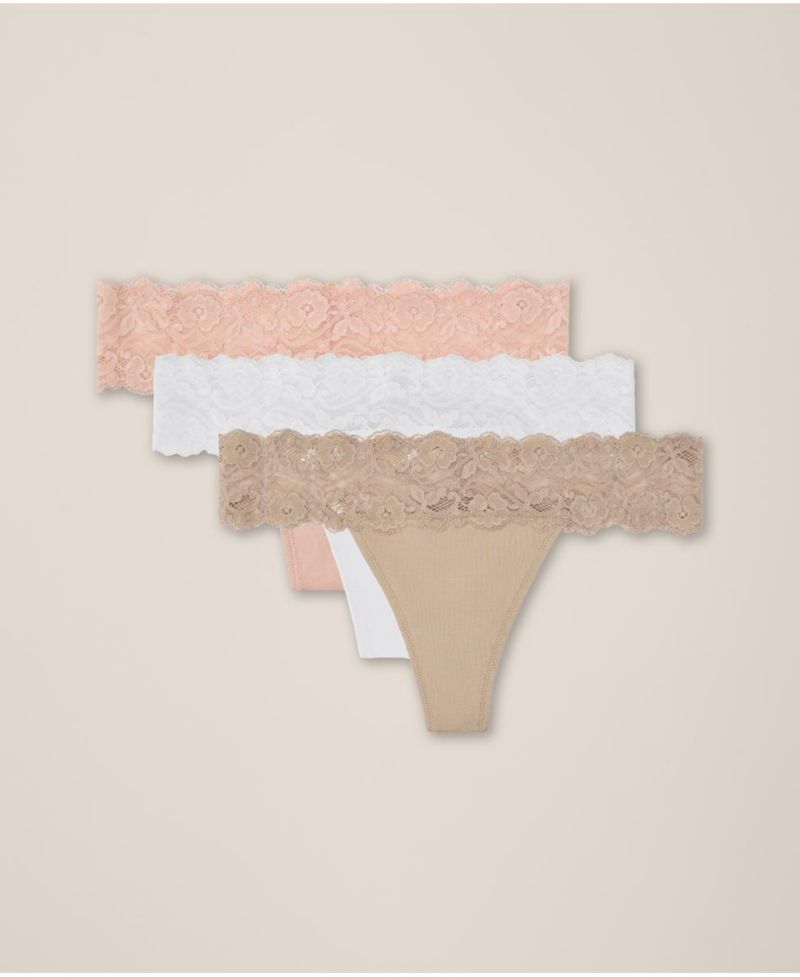 Women's Lace Waist Thong 3-Pack