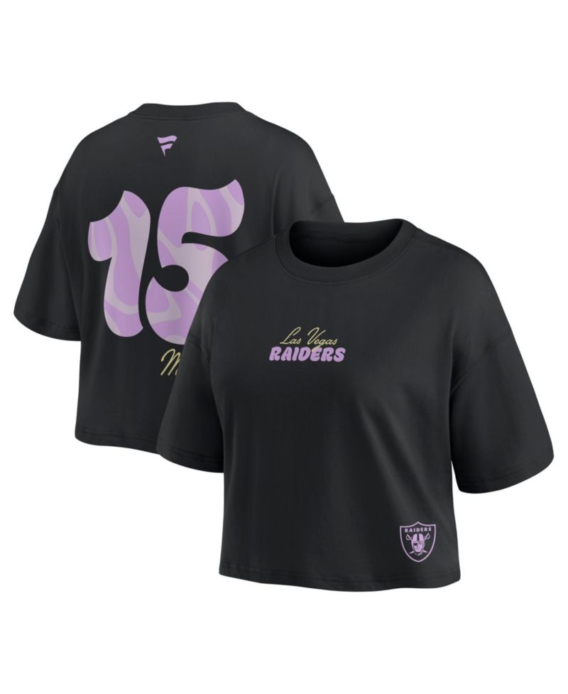 Women's Fernando Mendoza Black Las Vegas Raiders Fashion Cropped T-Shirt