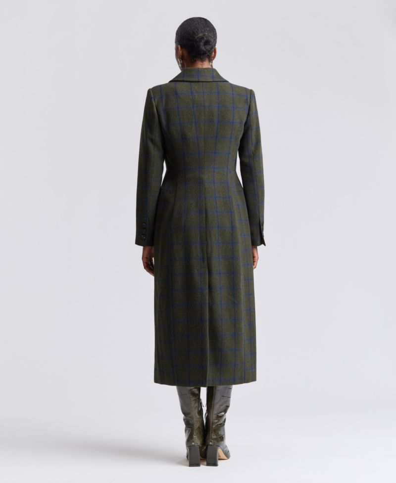 Women's Plaid Wool-Blend Spread Collar Button-Front Coat