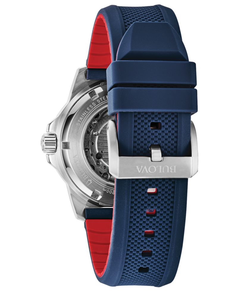 Men's Automatic Marine Star Blue Silicone Strap Watch 45mm
