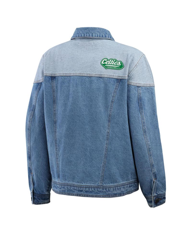 Women's Blue Boston Celtics Full-Button Denim Jacket