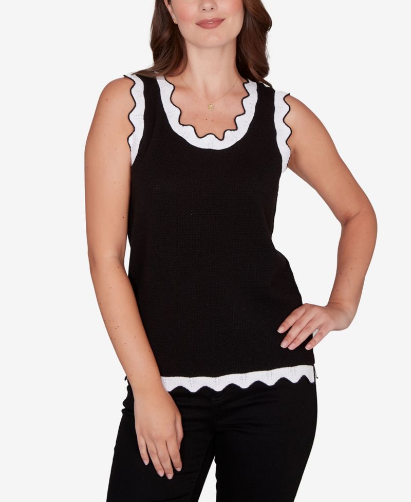 Petite Scallop Trim Sweater Tank Top