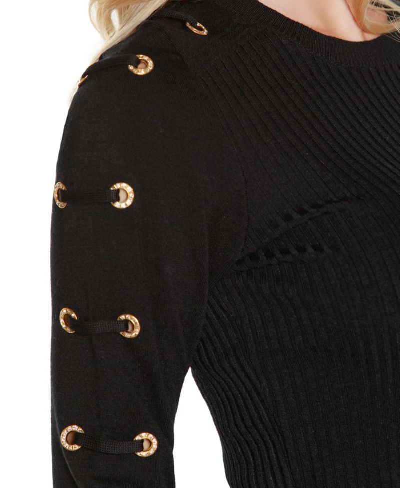 Women's Grommet-Trim Ribbed Sweater