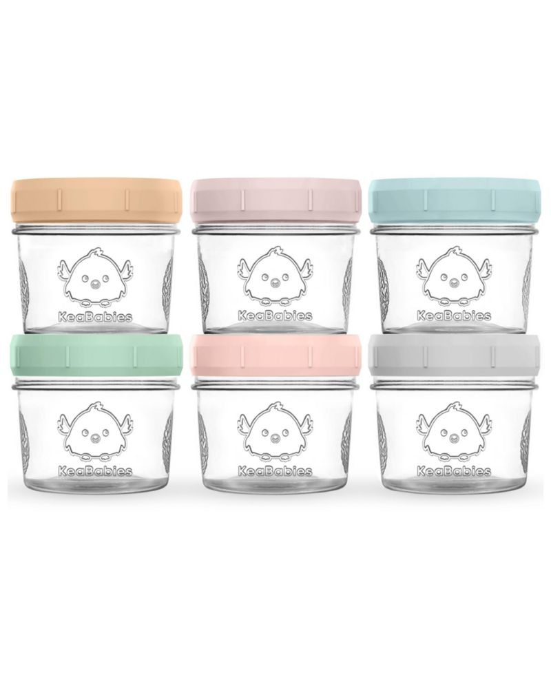 6pk Prep Baby Food Storage Containers, 4 oz Leak-Proof, BPA Free Glass Baby Food Jars for Feeding