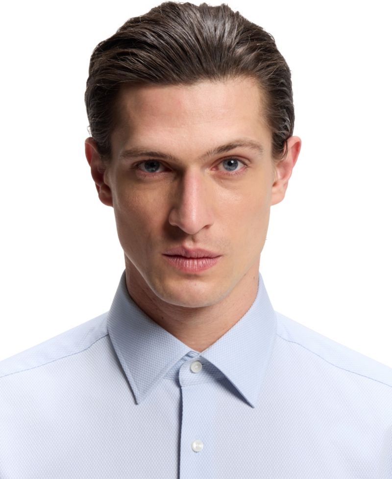 Men's Stretch-Cotton Dobby Regular-Fit Dress Shirt