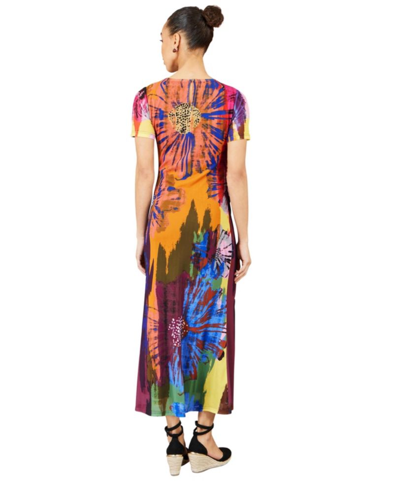 Women's Abstract Floral Mesh Maxi Dress