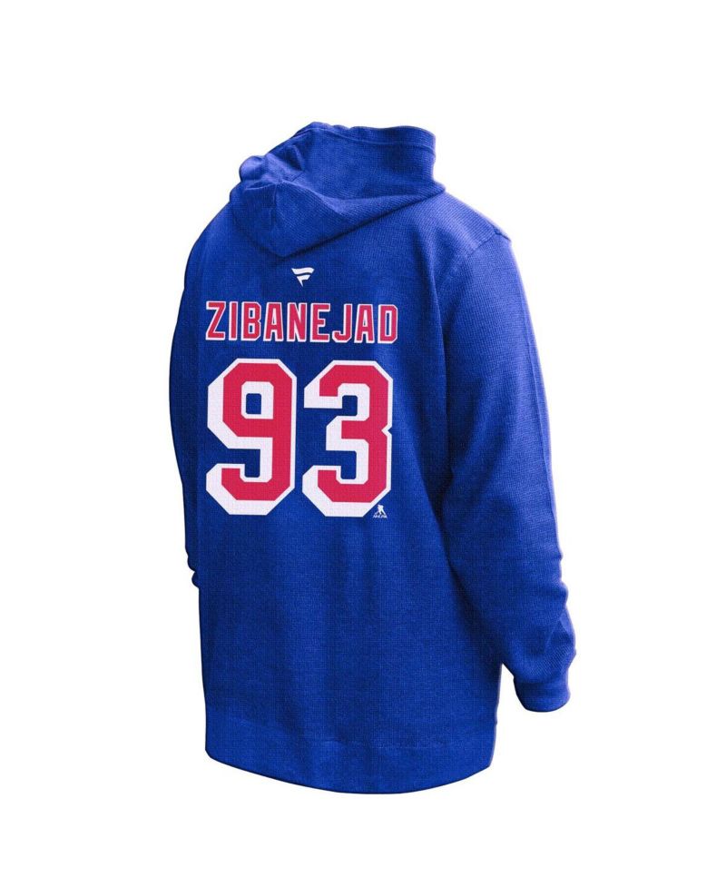 Women's Mika Zibanejad Blue New York Rangers Plus Size Name & Number Thermal Pullover Hoodie