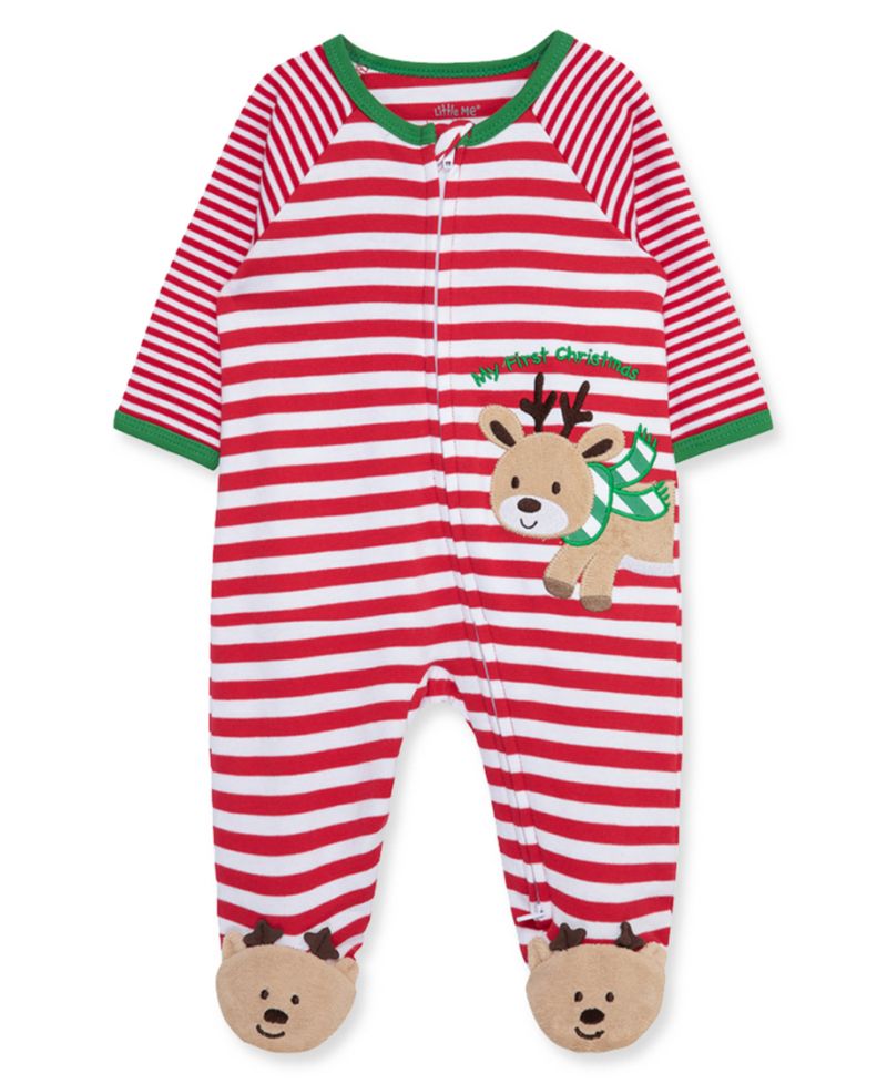 Baby Boys' Reindeer Stripe Footed Coveralls
