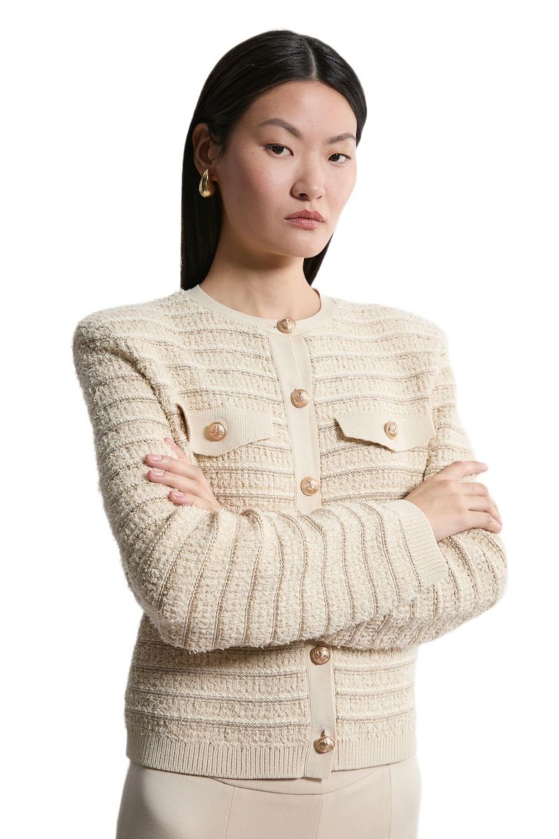 Women's Textured Military Trim Knit Jacket