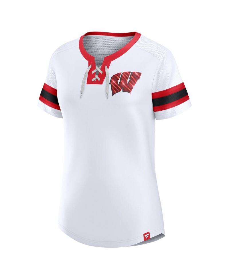 Women's White Wisconsin Badgers Iconic Athena T-Shirt