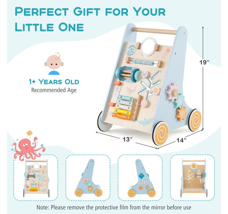 Toddler Walker Push and Pull Learning Activity Center with Wheels