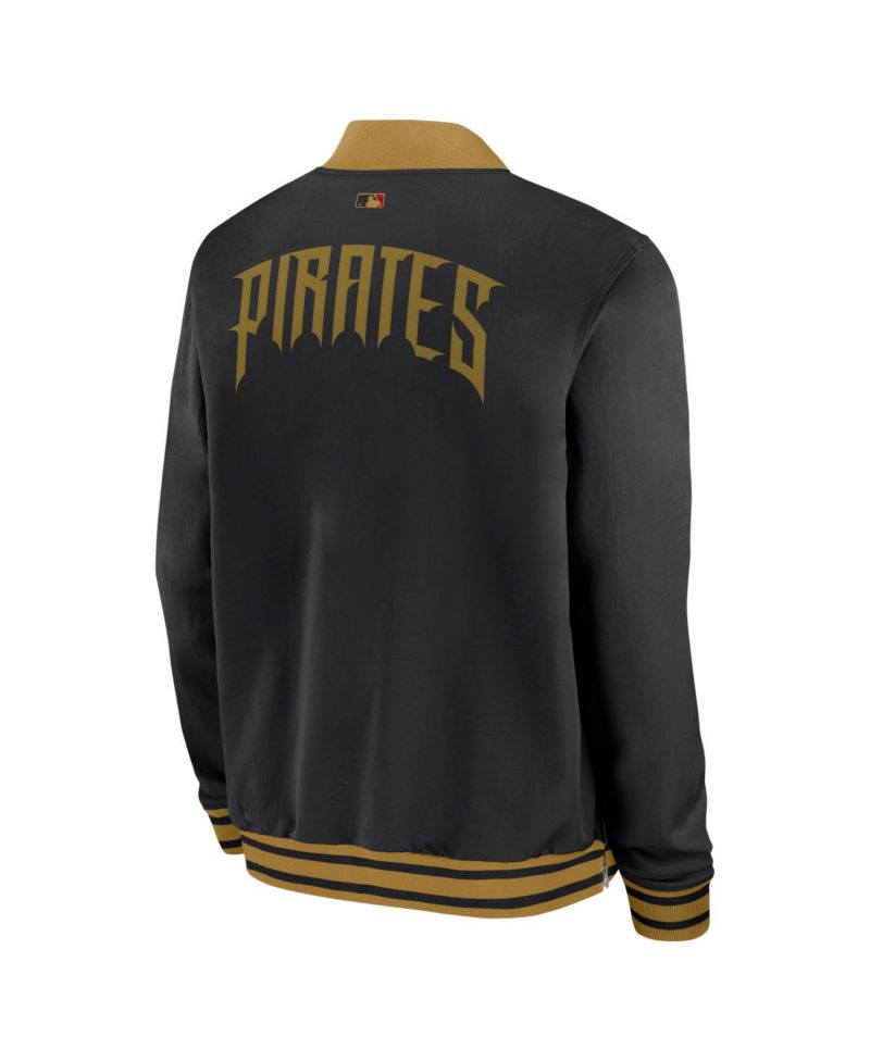 Men's Black Pittsburgh Pirates 2026 City Connect Authentic Collection Relaxed Full-Zip Bomber Jacket