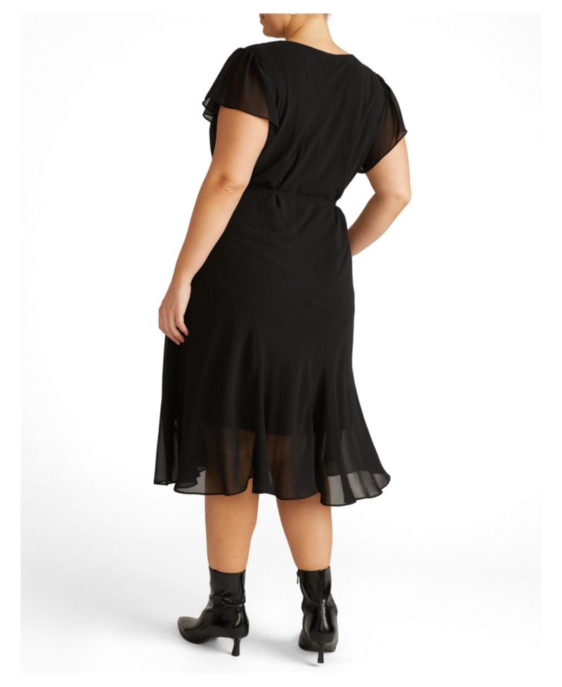 Plus Size Seville Wrap-Style A-Line Midi Dress