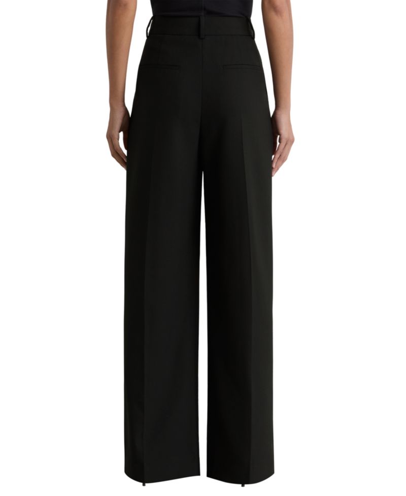 Petite Pleated Wide-Leg Wool-Blend Pants
