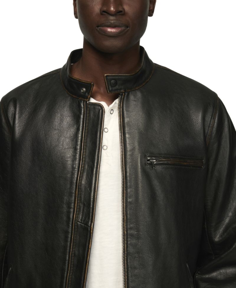 Men's Bonneville Full-Grain Moto Leather Jacket
