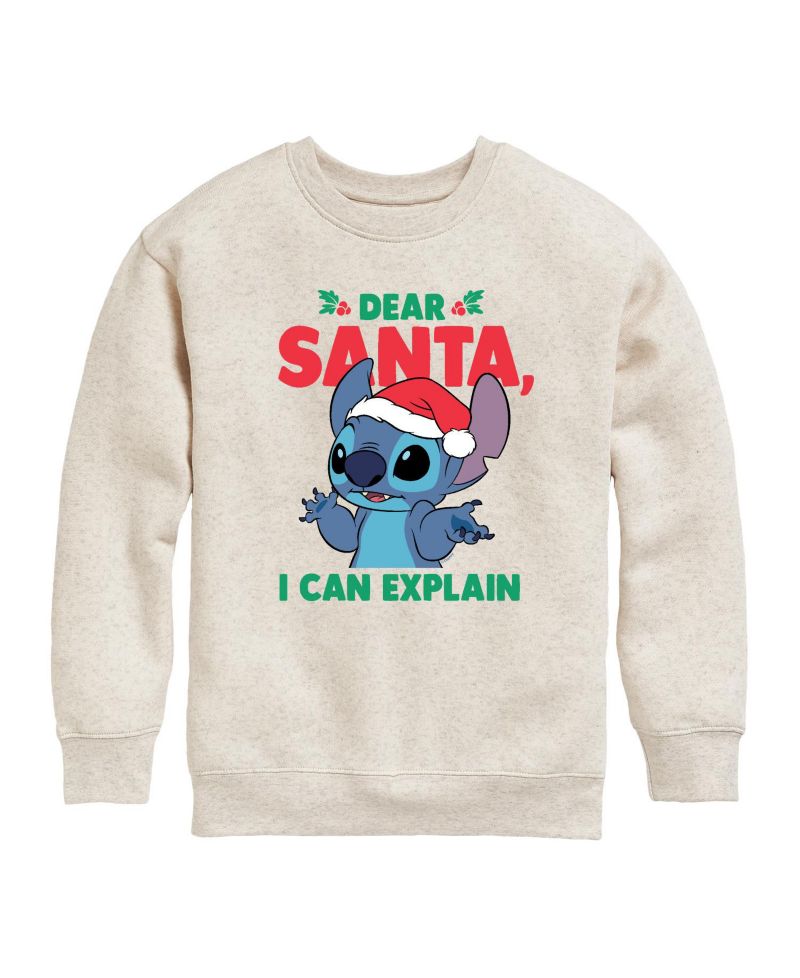 Big Girls Lilo and Stitch Dear Santa Graphic Fleece Top