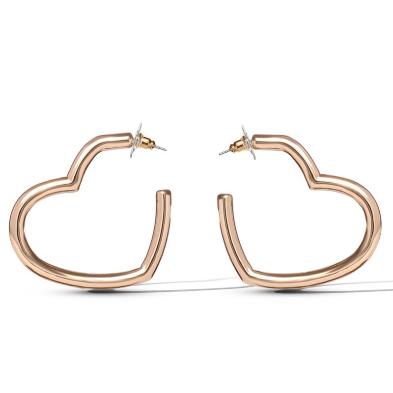 Heart Hoop Earrings for Women - Yellow Gold-Tone Mother's