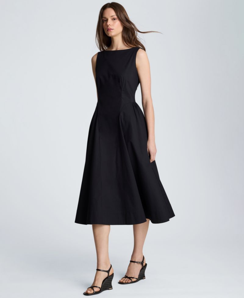 Women's Sleeveless Boat Neck Midi Dress
