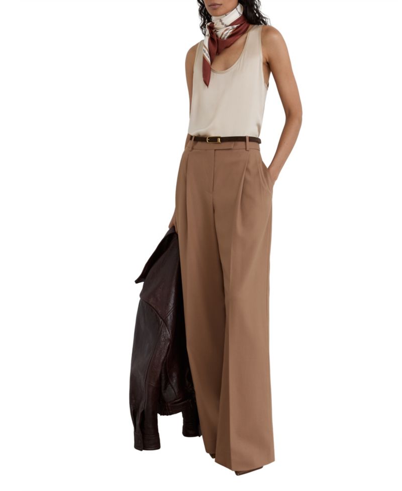 Women's Luna Pleated Wide-Leg Wool-Blend Trousers