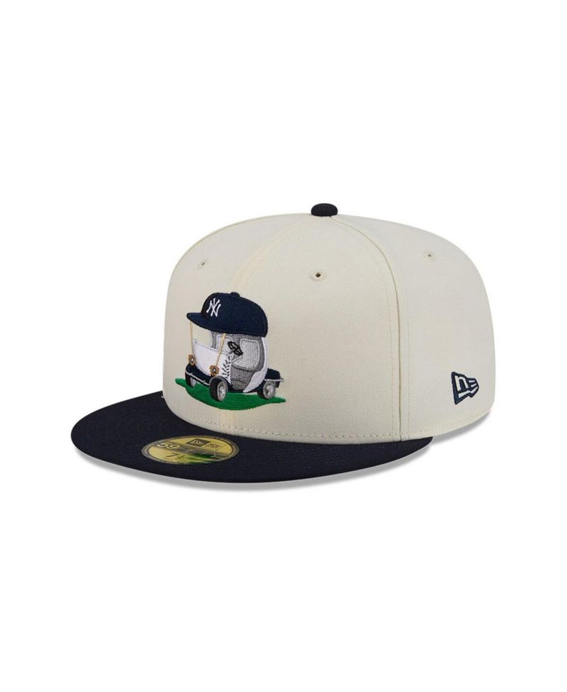 Men's Cream/Navy New York Yankees Bullpen Cart 59FIFTY Fitted Hat