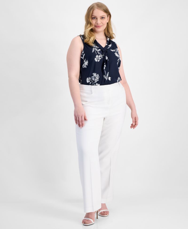 ASL Plus Size Press-Pleat Straight-Leg Pants