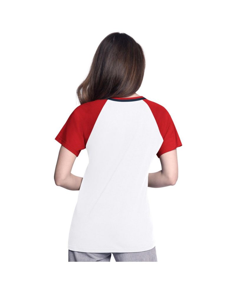 Women's White/Red St. Louis Cardinals Ball Park Raglan V-Neck T-Shirt