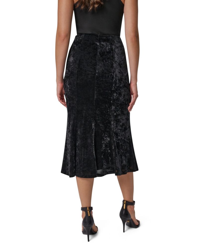 Women's Stretch High-Waisted Velvet Midi Skirt