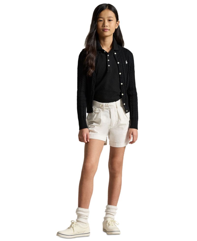 Girls' 7-16 Cable-Knit Cotton Cardigan