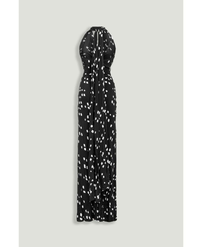 Women's Printed Halter Neck Maxi Dress