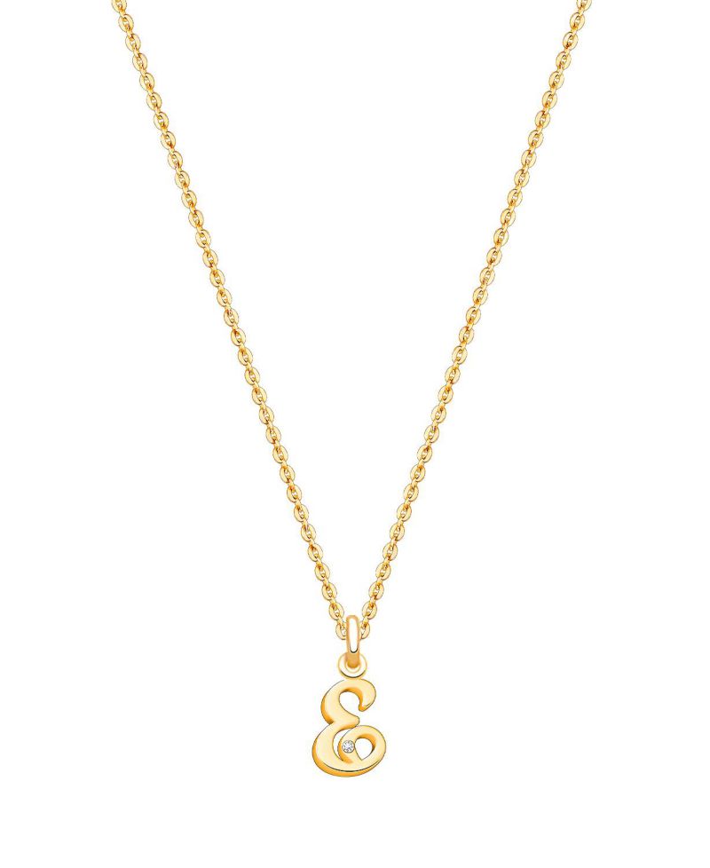 14K Gold Diamond Initial Necklace