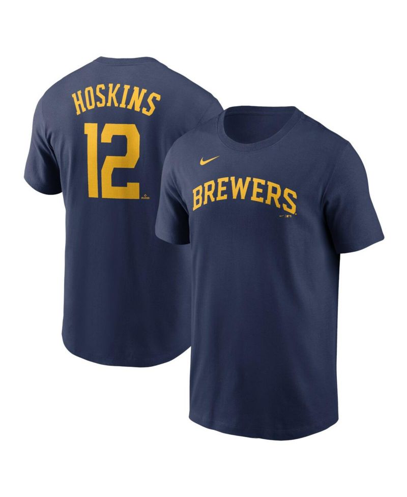 Men's Rhys Hoskins Navy Milwaukee Brewers Fuse Name & Number T-Shirt