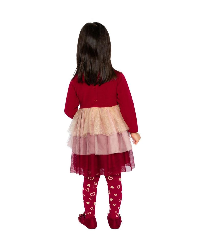 Little Girls (6-8) Bi-Material Dress with Glittering Skirt