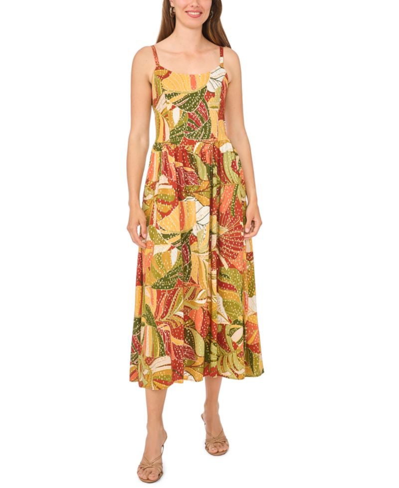 Women’s Floral Challis Smocked Maxi Dress
