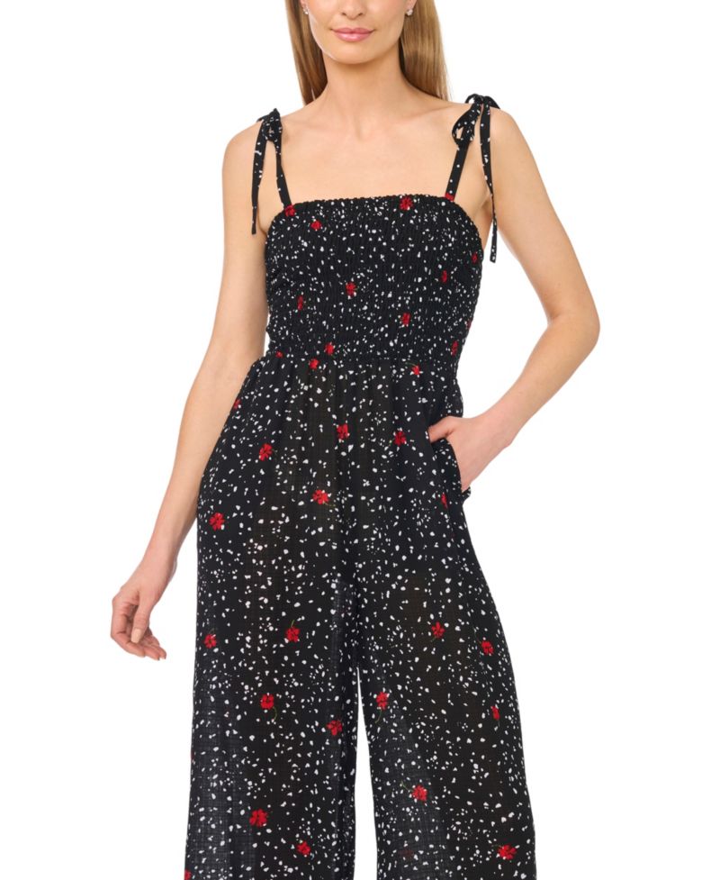 Women's Square Neck Smocked Bodice Jumpsuit
