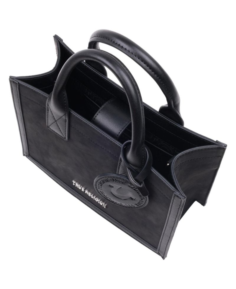 Suede PU Box Tote with Logo Tag