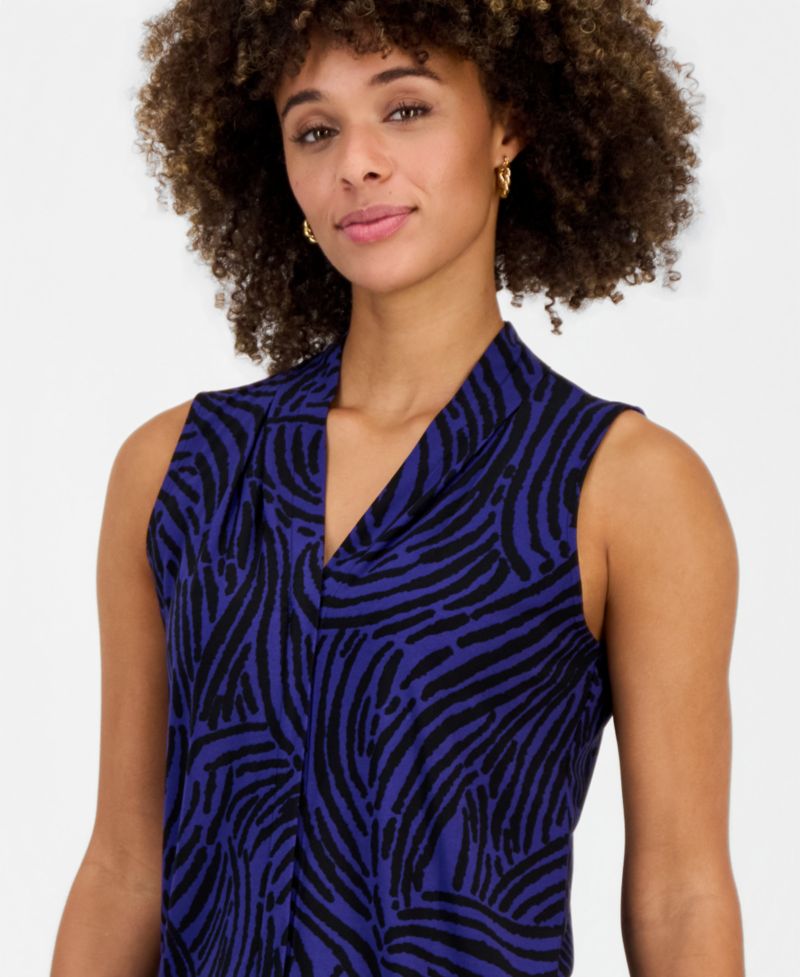 Women's Printed V-Neck Sleeveless Blouse