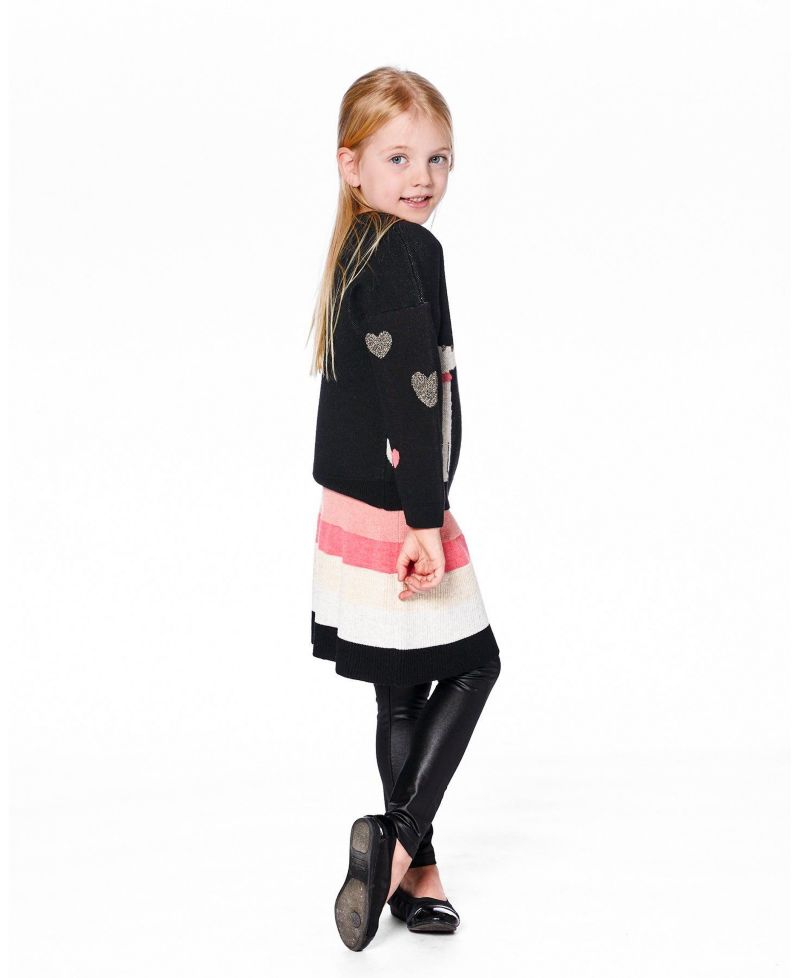 Girl Striped Knit Skirt Beige Black and Pink - Toddler|Child