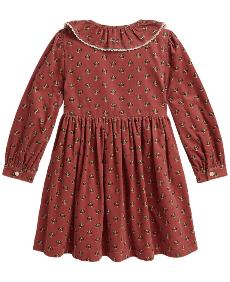 Girls' 2T-6X Floral Cotton Corduroy Shirt Dress