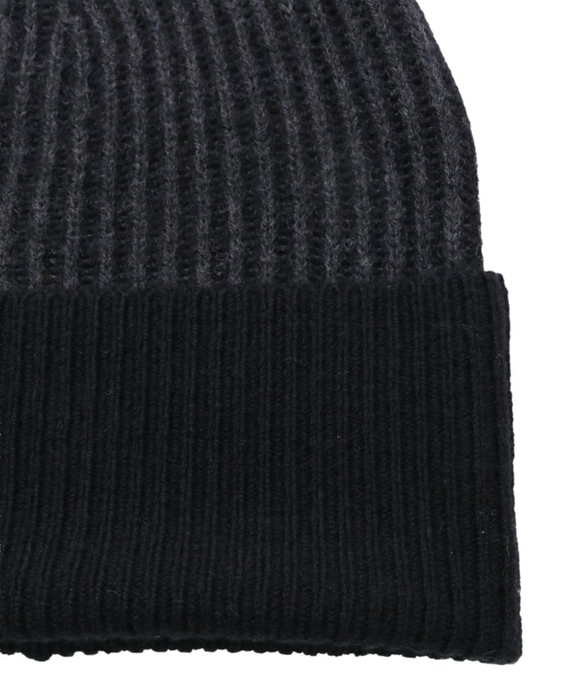 Men's Two-Tone Rib Cashmere Beanie