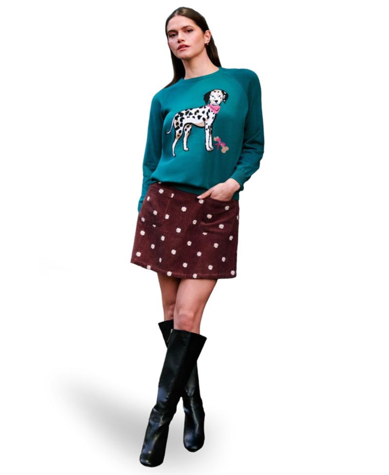 Women's Dalmatian Intarsia Relaxed Crewneck Jumper
