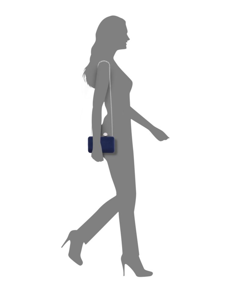 Satin Minaudiere Crystal Clasp Clutch