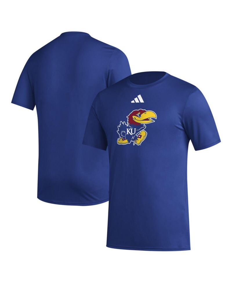Men's Royal Kansas Jayhawks Primary Locker Logo Pre-Game AEROREADY T-Shirt