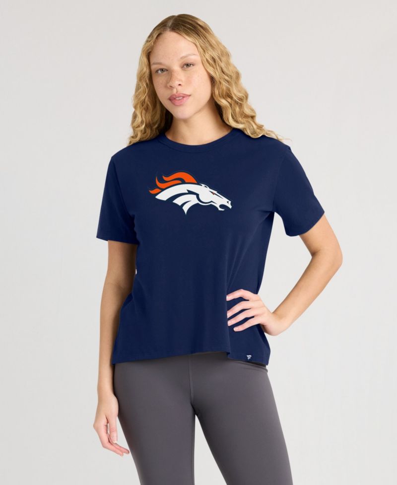 Women's Denver Broncos Essential Legacy Screen Print Relaxed-Fit Crewneck T-Shirt