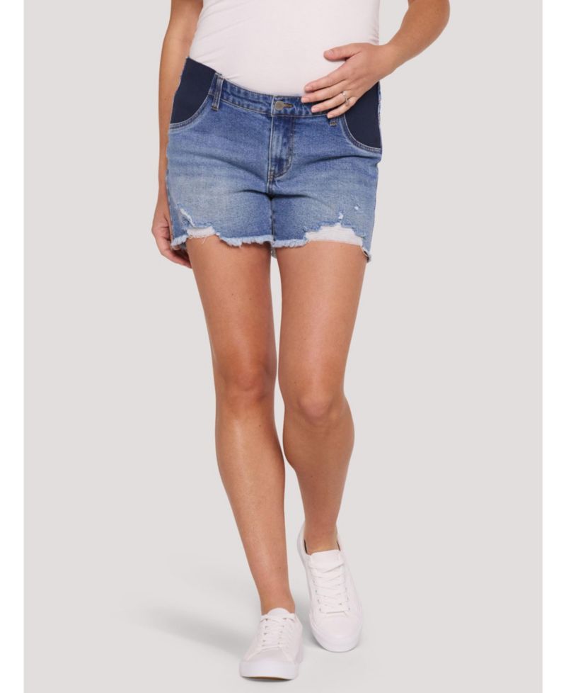 Women's Motherhood Under the Belly Cut Off Denim Short