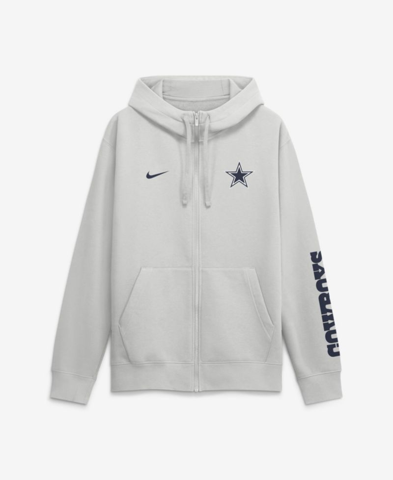 Men's Gray Dallas Cowboys Cool Down Club Full-Zip Hoodie
