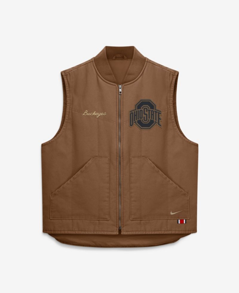 Men's Brown Ohio State Buckeyes Academic Padded Full-Zip Vest