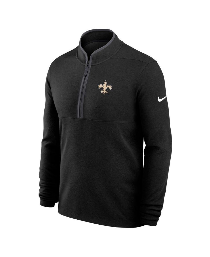 Men's Black New Orleans Saints Lightweight Victory Dri-FIT Half-Zip Pullover Hoodie