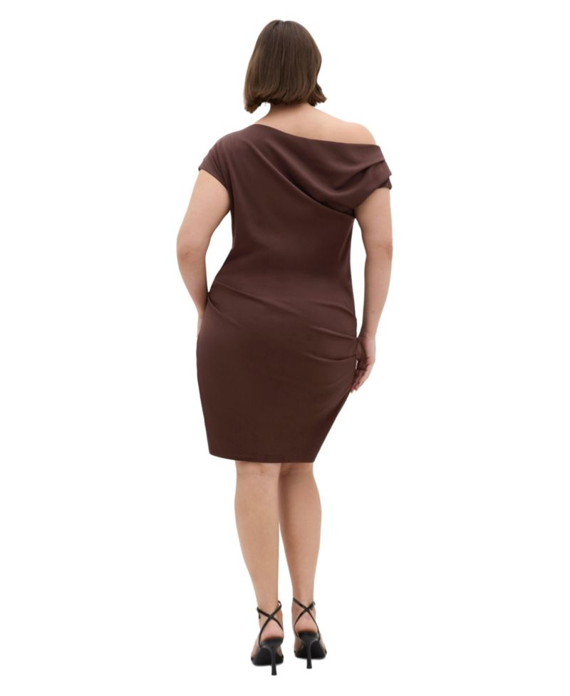 Plus Size Off-the-Shoulder Wrap Mini Dress