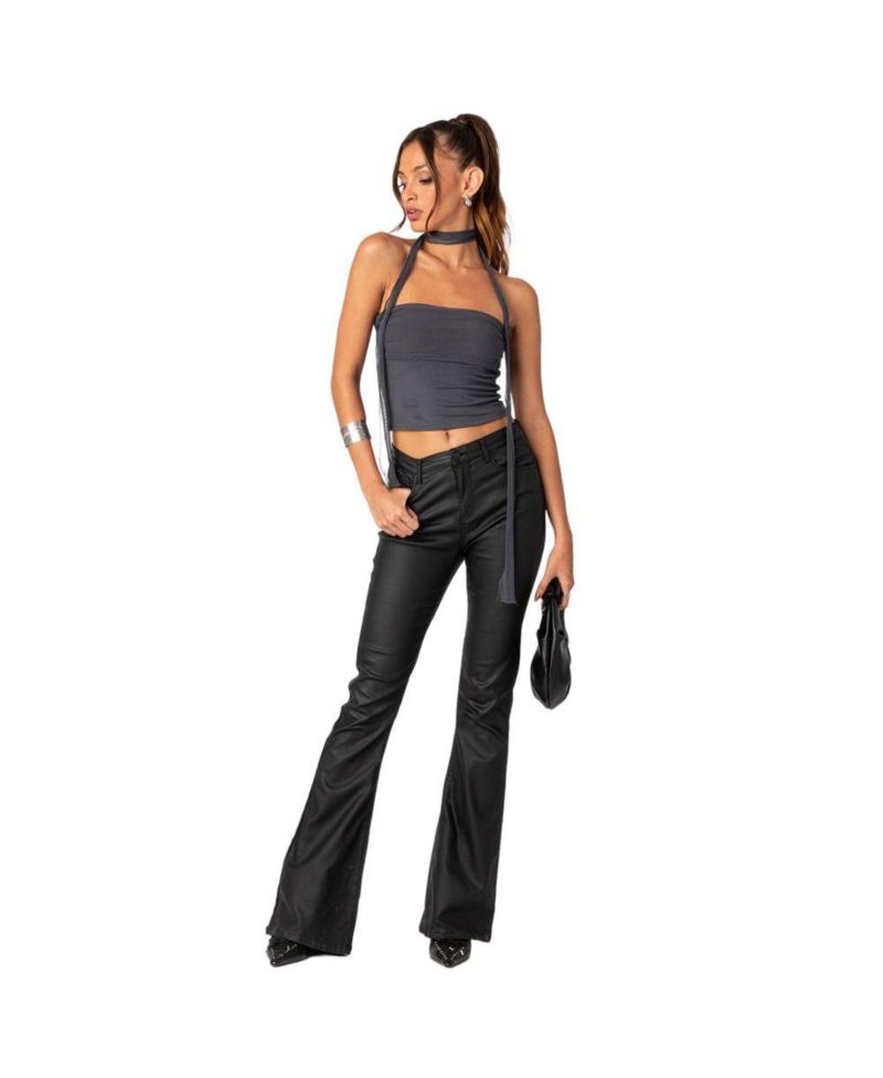 Women's Gathered two piece mesh scarf top